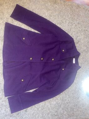 Joan Rivers Deep Purple Textured Button Blazer